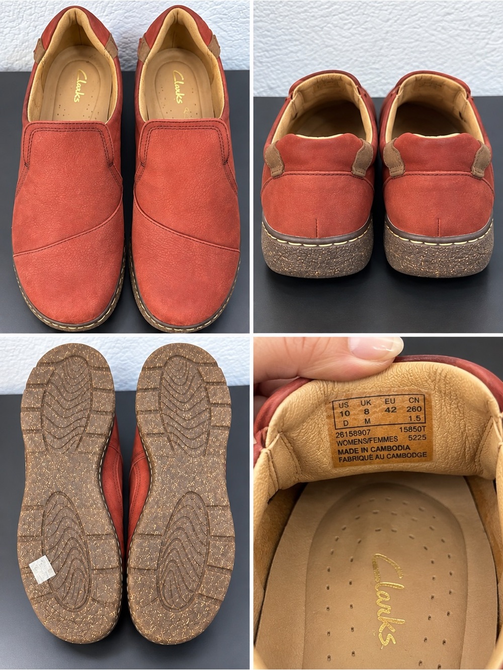 Clarks Women’s Leather Slip-On Shoes Size 10 – Worn Once